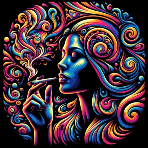 psychedelic woman smoking joint